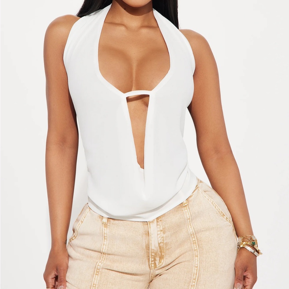 NEW FashionNova White Mesh Top